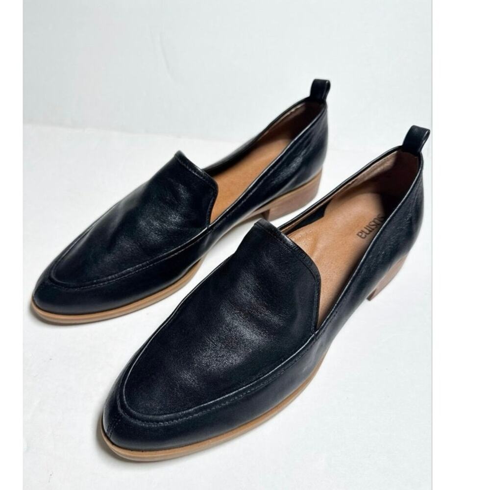 Susina Black Leather Loafers Slip on Women’s 10M Preppy Academia Soft Comfy